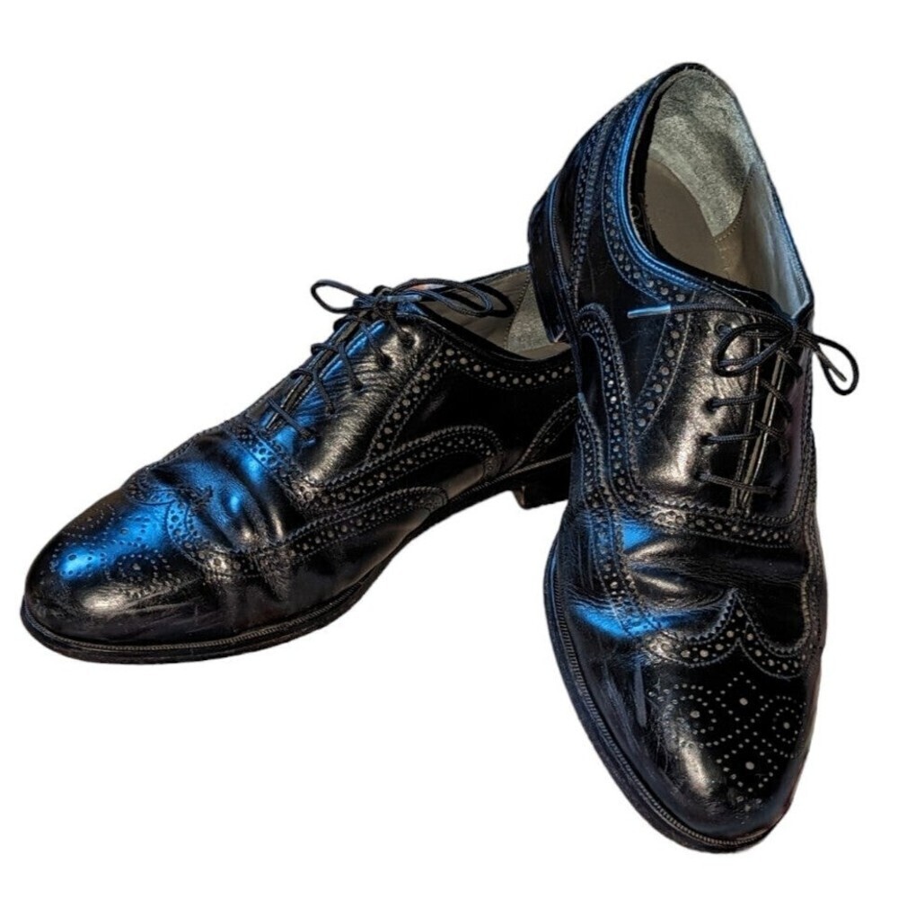 Old Money Quiet Luxury Black Wingtip Oxford Shoes Oakton Leather Men's‎ 12D